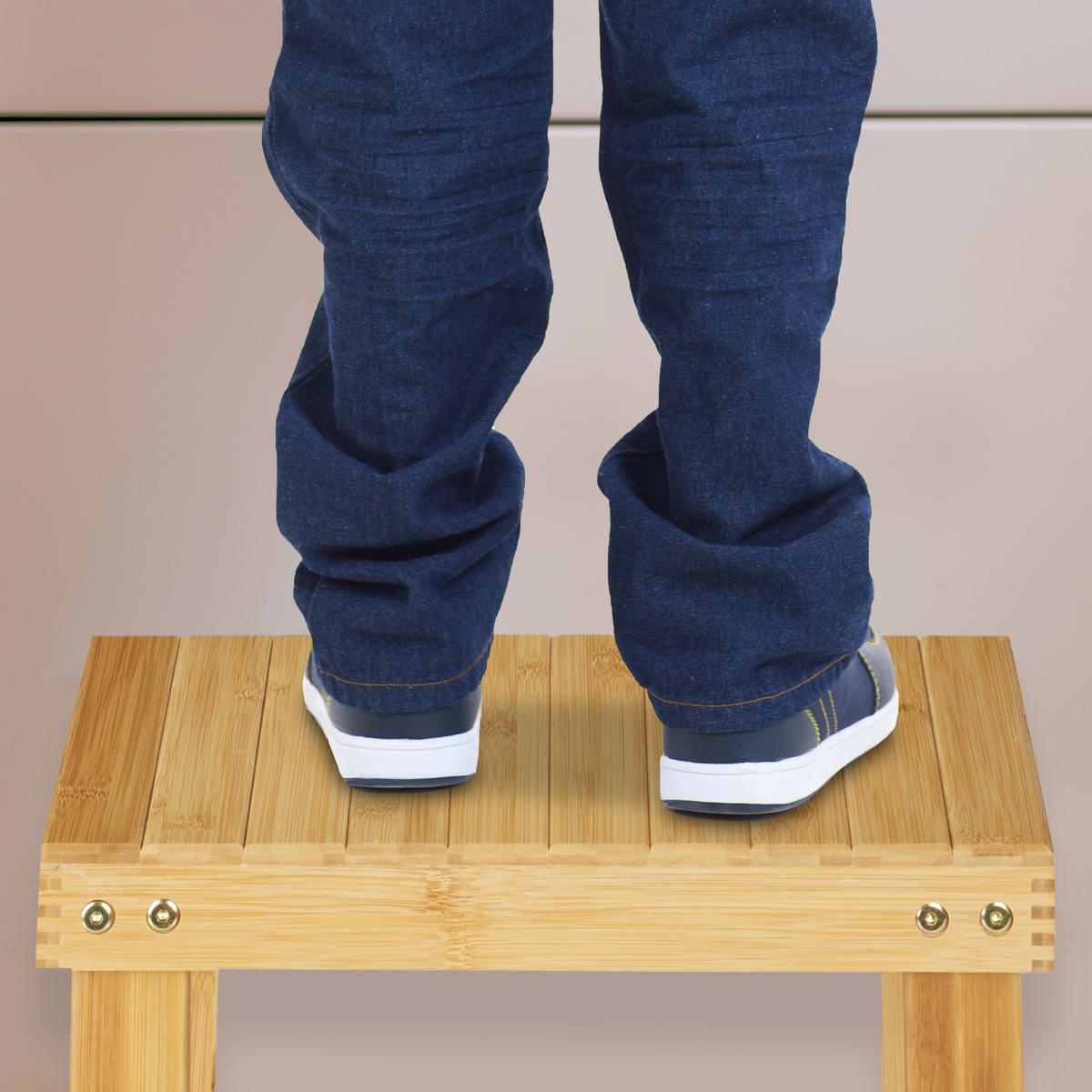 FUSSBANK - Hellbraun, Holz (25/33.5/39cm) - Relaxdays