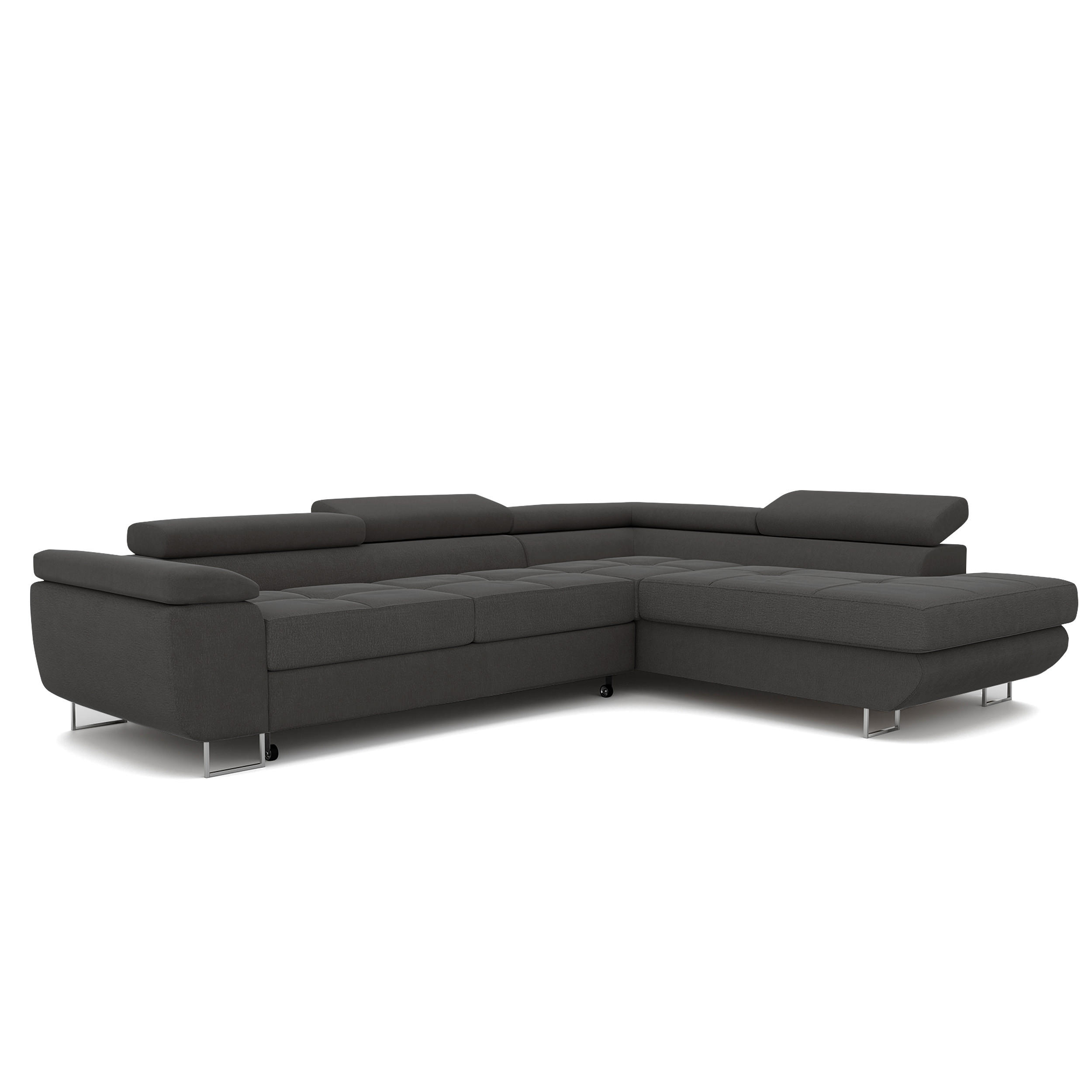 ECKSOFA ANTON rechts, mit Schlaffunktion und Bettkasten Anthrazit - Anthrazit, Holzwerkstoff/Kunststoff (274/203cm) - Idohome