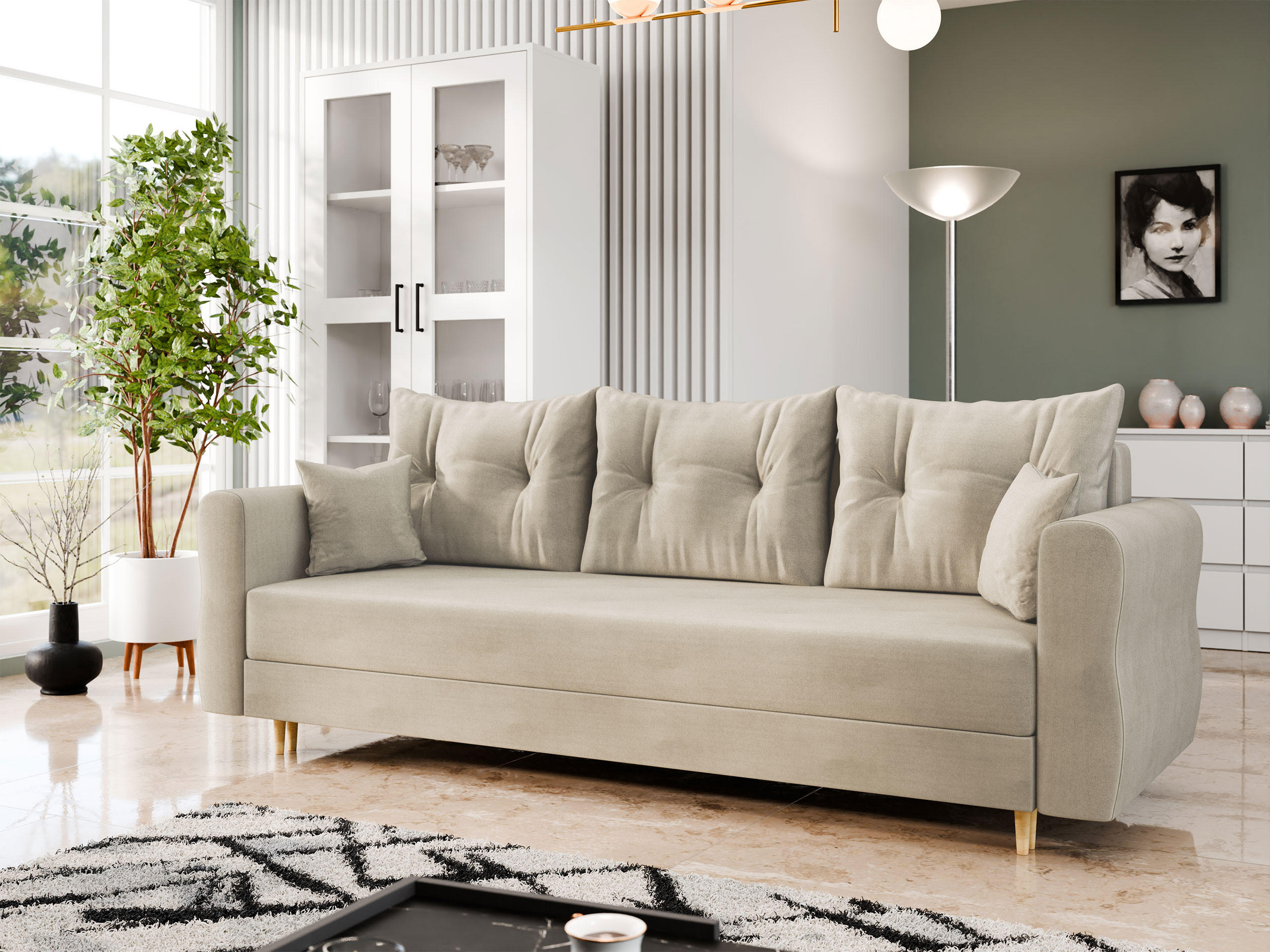 SCHLAFSOFA Zako S 3 - Beige/Naturfarben, Holz/Textil (231/85/77cm) - MIRJAN24