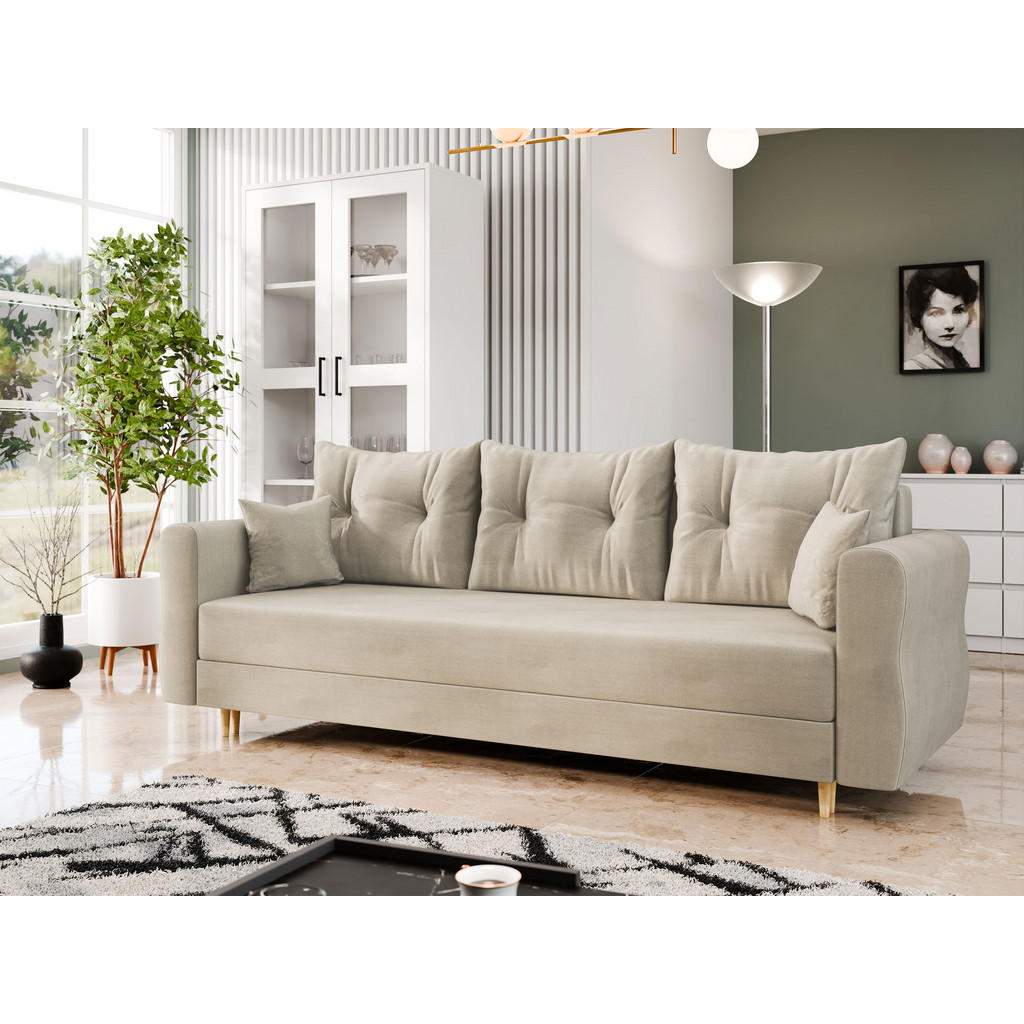 Thumbnail - Mirjan24 Schlafsofa, Beige, Textil, 3-Sitzer, Rechteckig, 231x85x77 cm, Wohnzimmer, Sofas & Couches, Schlafsofas