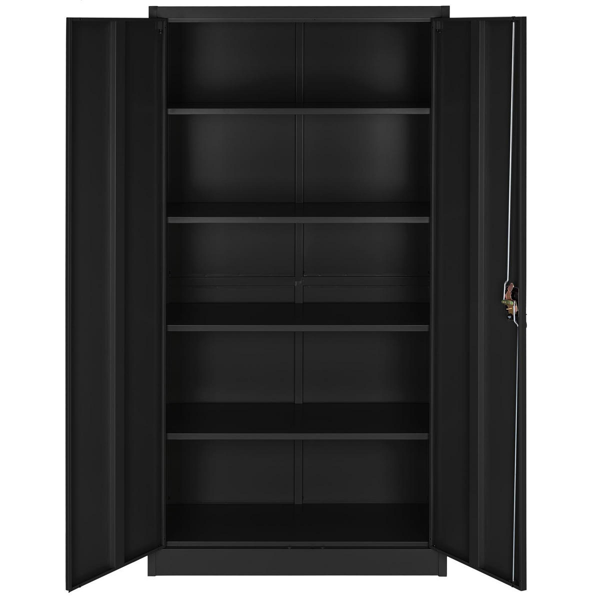AKTENSCHRANK 2er Set ,180 x 90 x 40 cm,schwarz - Schwarz, Metall (90/180/40cm) - tectake