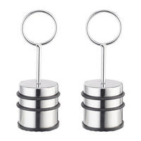 TÜRSTOPPER Silber Schwarz 2er-Set Edelstahl - Silberfarben, Kunststoff/Metall (7/7cm) - Relaxdays