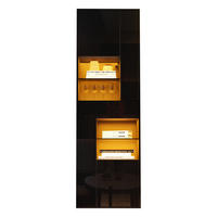 VITRINE aus Spanplatte 55x38x170 cm Schwarz mit LED-Beleuchtung, Hochglanzfront und verstellbaren Einlegeböden - Schwarz, Holzwerkstoff (55/170/38cm) - Modfu