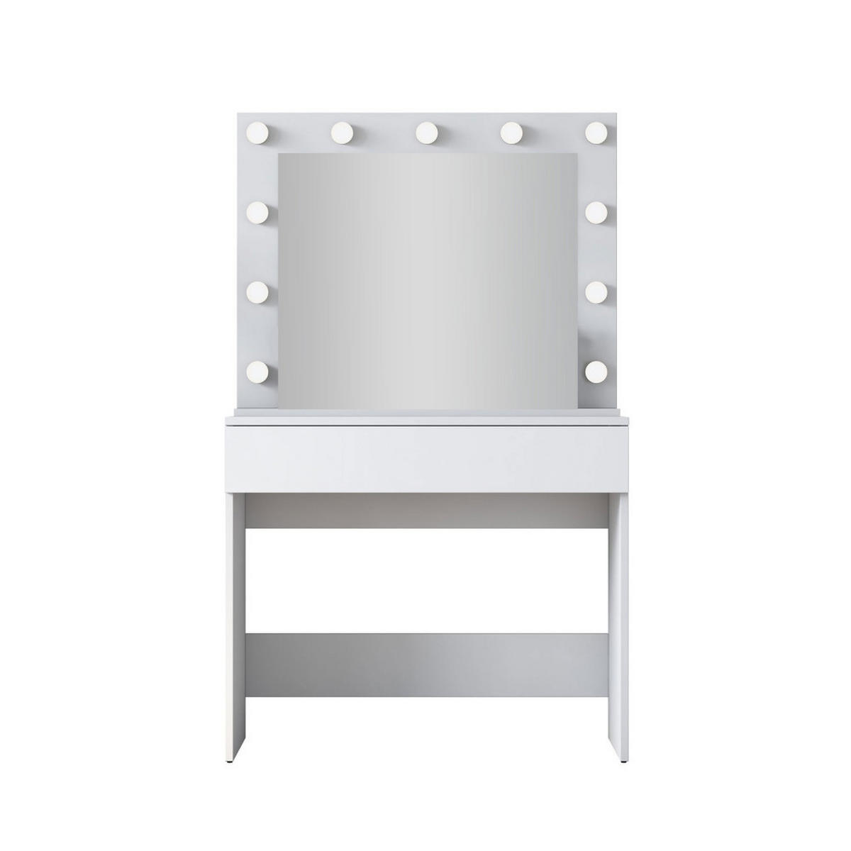 FRISIERTISCH mit 1 Schublade und LED-Spiegel, L90 cm - Soya - Weiss - Weiß, Holz (90/77/45cm) - Drawer