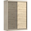 SCHIEBETÜRENSCHRANK - Beni 10 Sonoma + Artisan - Weiß/Sonoma Eiche, Holzwerkstoff/Metall (150/200/61cm) - Möblo