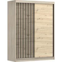 SCHIEBETÜRENSCHRANK - Beni 10 Sonoma + Artisan - Weiß/Sonoma Eiche, Holzwerkstoff/Metall (150/200/61cm) - Möblo