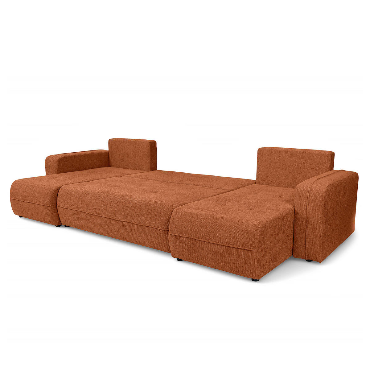 WOHNLANDSCHAFT - Terracotta/Schwarz, Kunststoff/Textil (312/82/145cm) - home24
