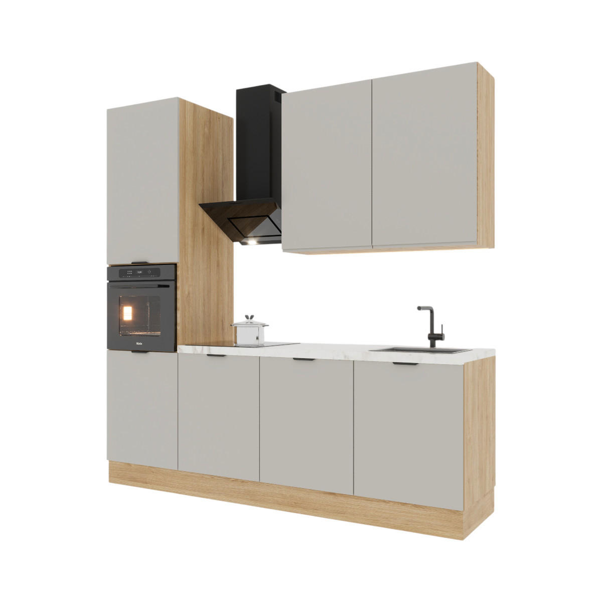 KÜCHENZEILE 240 cm Livaro – KU-S23 – Beige / Sonoma Eiche - Beige/Sonoma Eiche, Holzwerkstoff (240/247/60cm) - hi-markt