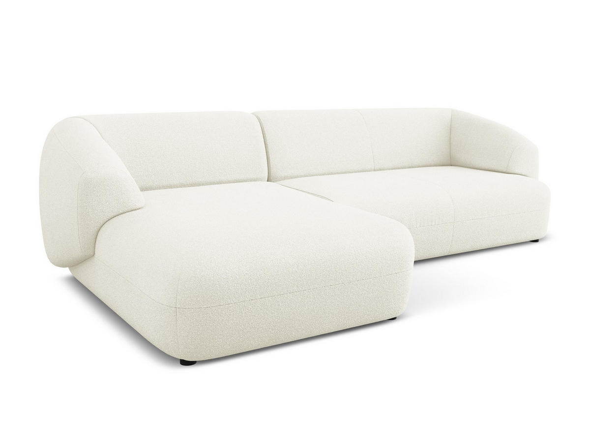 ECKSOFA Links Bouclé Stoff Weiß - Schwarz/Weiß, Kunststoff/Textil (156/280cm) - Makamii