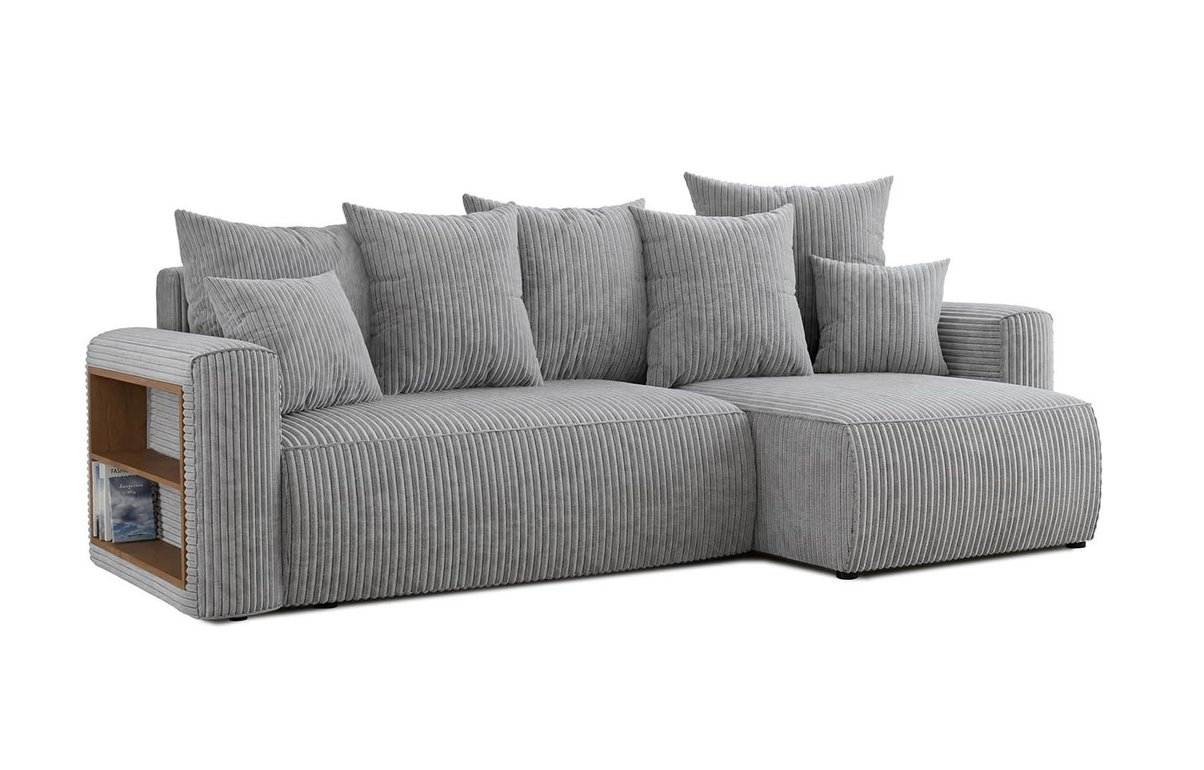 ECKSOFA SOLARIS L - Blau/Hellgrau, Holzwerkstoff (238/142cm) - Meblini