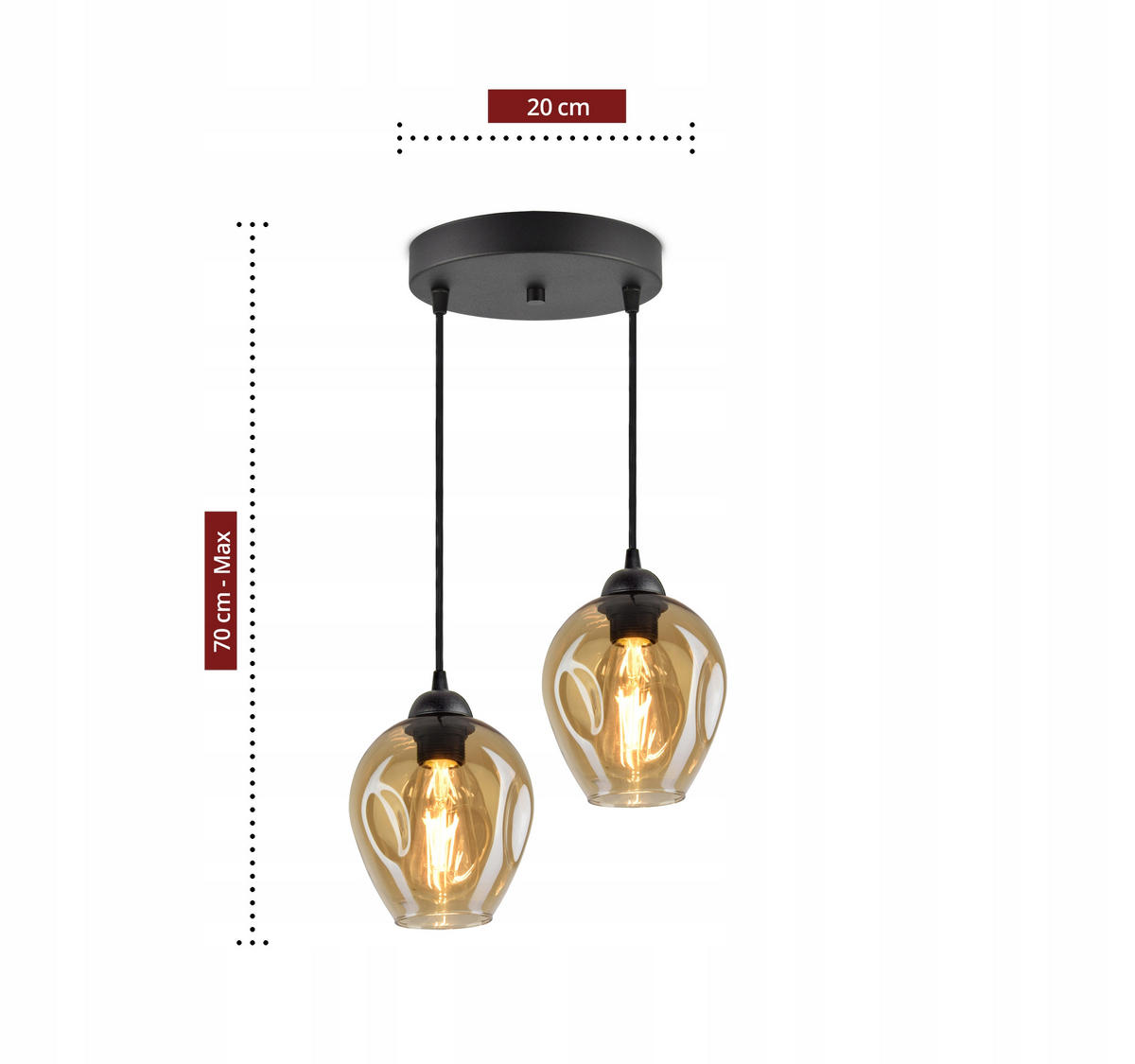 PENDELLEUCHTE Hegel - Transparent/Schwarz, Glas/Metall (30/30/80cm) - kiki design