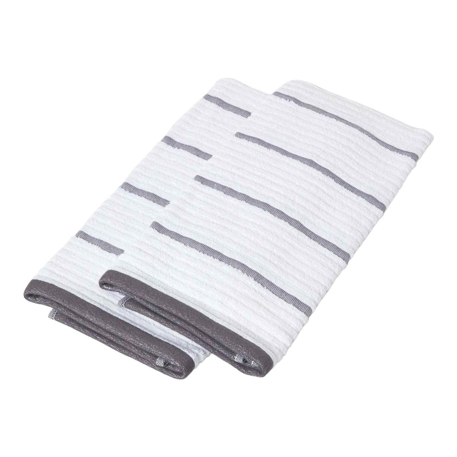 KÜCHENHANDTUCH 2er-Set, 100% Baumwolle gestreift - Grau, Textil (50/70cm) - Homescapes