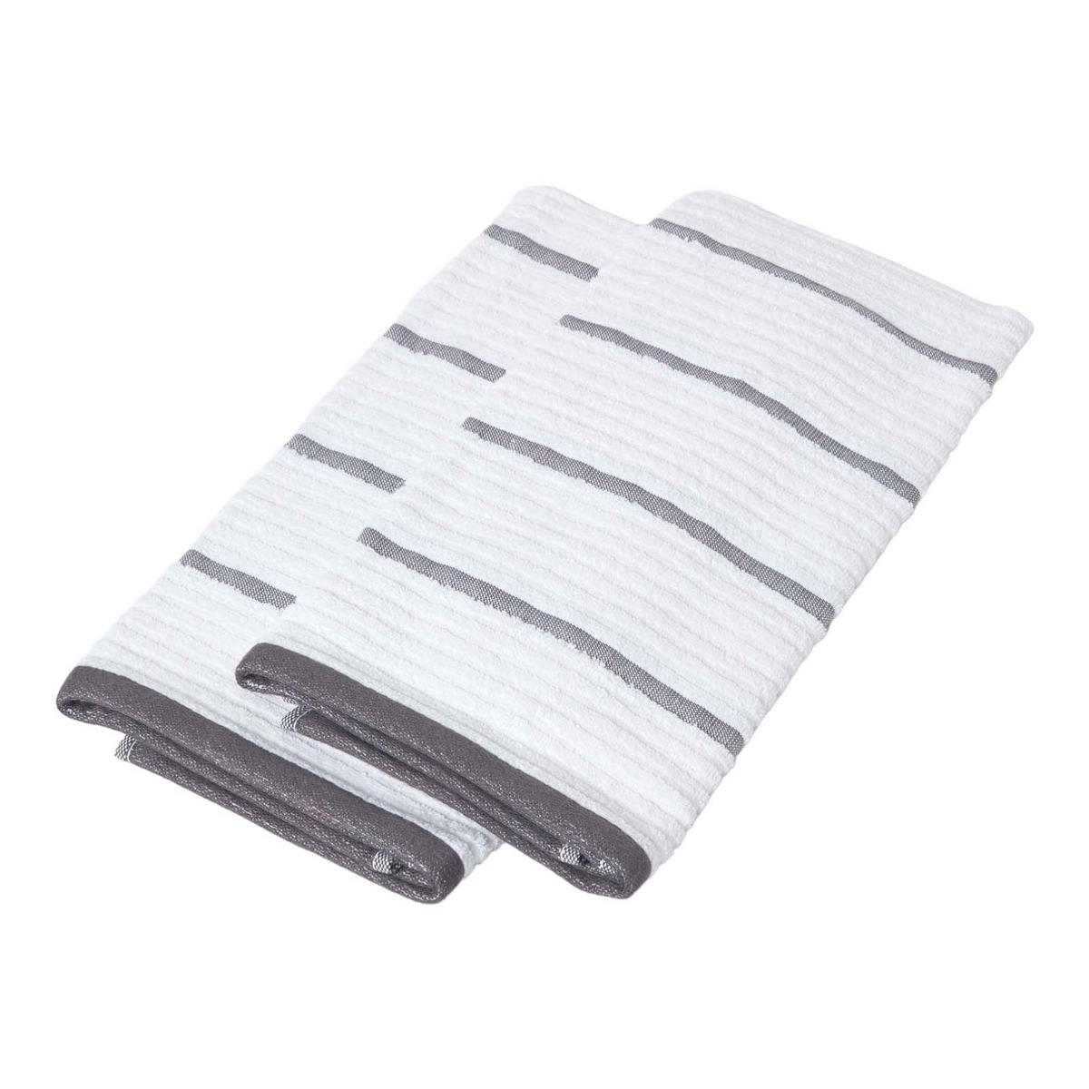 KÜCHENHANDTUCH 2er-Set, 100% Baumwolle gestreift - Grau, Textil (50/70cm) - Homescapes
