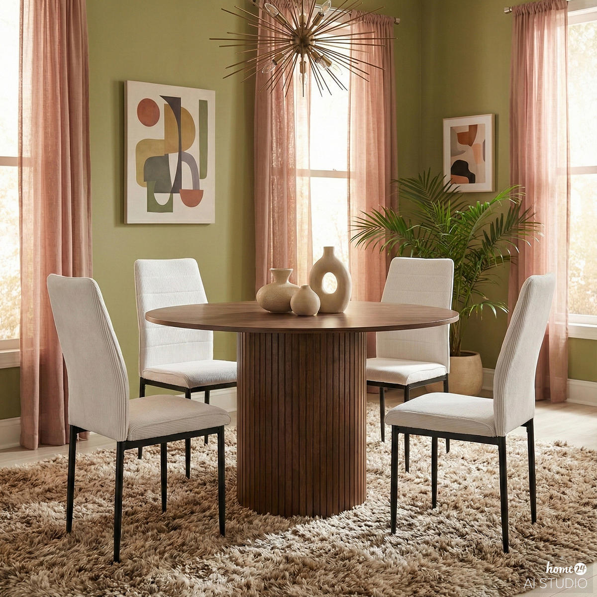 ESSTISCH - MDF / Eisen - Walnussfarben, Holzwerkstoff (120/120/75cm) - home24