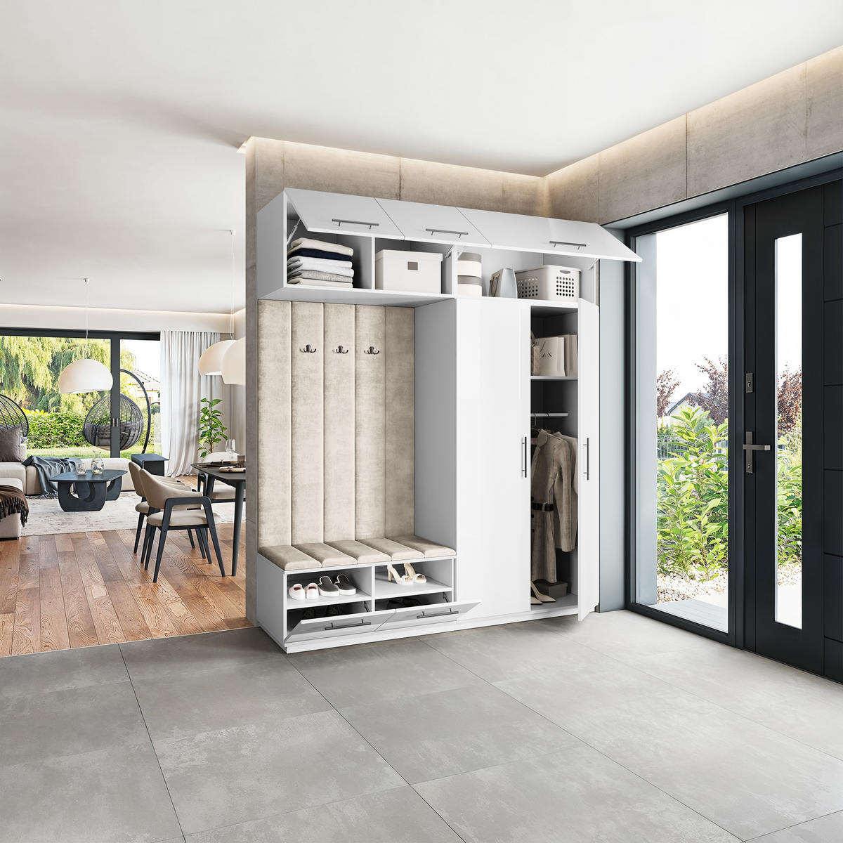 GARDEROBENSCHRANK REMA 200/240/60 cm Modern Weiß - Weiß, Holzwerkstoff (200/240/60cm) - MASSENO