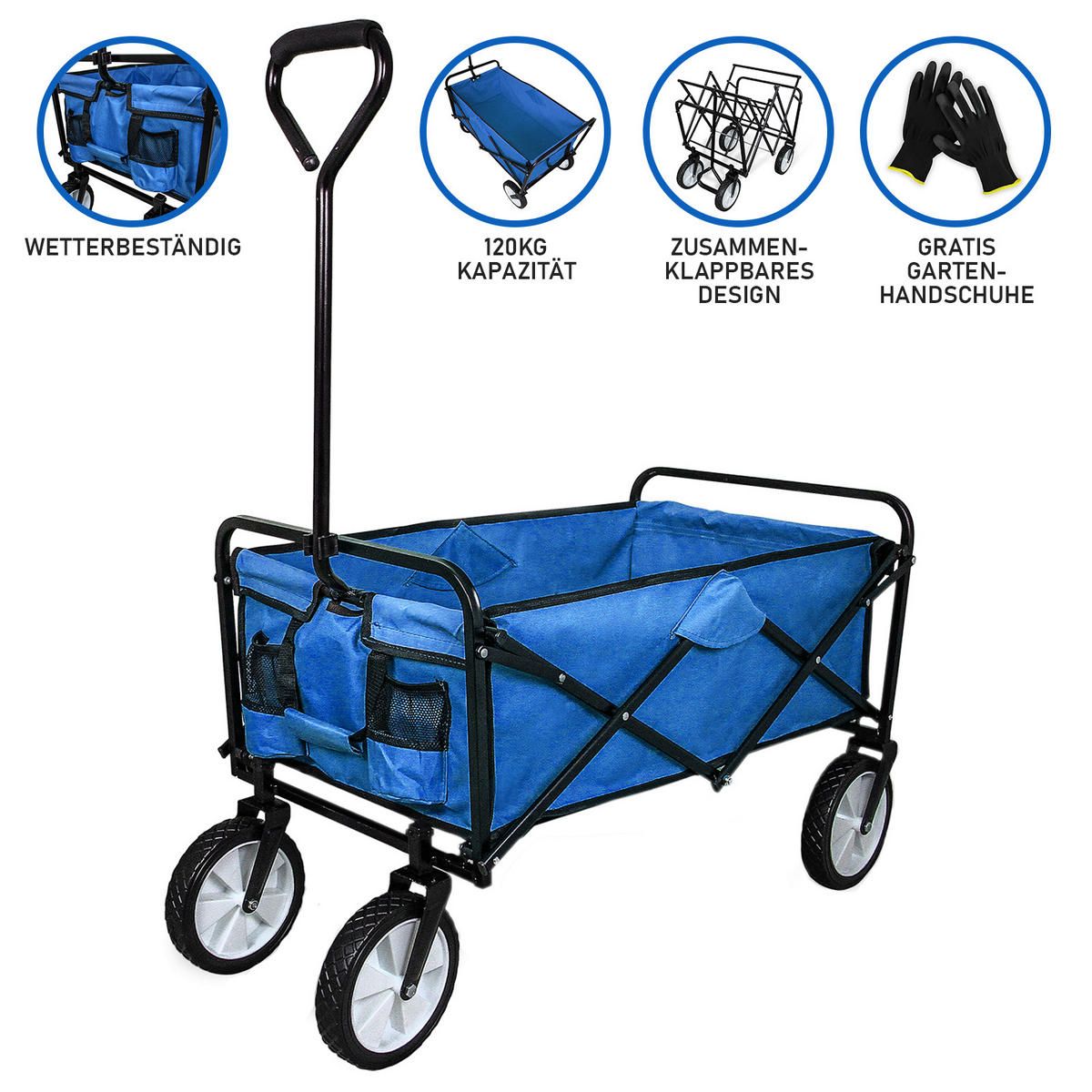 GARTENWAGEN Faltbar Blau - Blau, Metall (53/113/98cm) - Monstershop