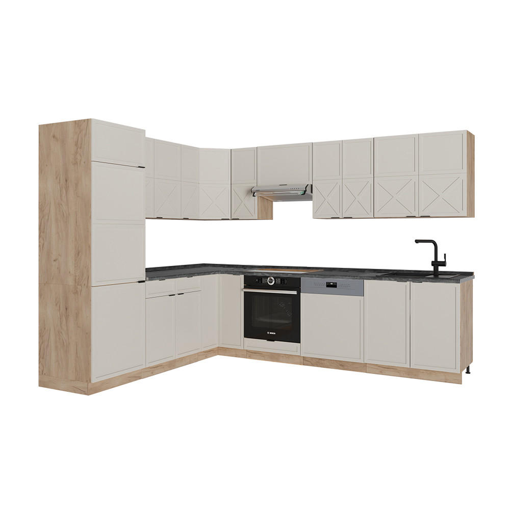 ECKKÜCHE Fame-Line GrauBeige/Goldkraft Eiche 227 x 287 cm AP Anthrazit - Honigeiche/Grau, Holzwerkstoff (227/81.6/60cm) - Vicco