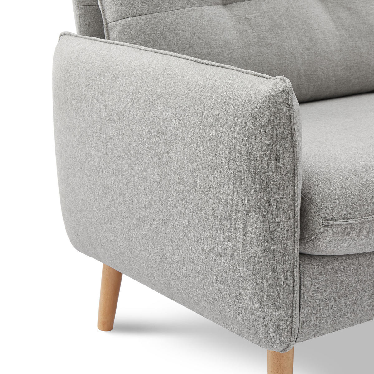 3-SITZER-SOFA Chloé Skandinavisches aus hellgrauem Stoff - Hellgrau/Akaziefarben, Holz/Holzwerkstoff (210/92/82cm) - Sicaan