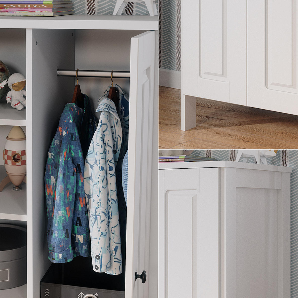 KINDERKLEIDERSCHRANK Ajaton Weiß 70 x 120.6 cm - Weiß, Holzwerkstoff (70/120.6/53.4cm) - VitaliSpa