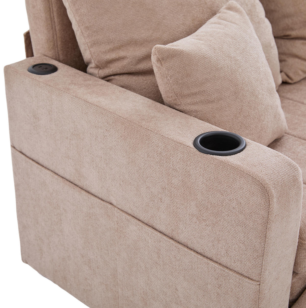 SCHLAFSOFA ausziehbar ca. 139 x 83 x 58 cm Chenille Khaki - Braun, Holzwerkstoff (139/83/73cm) - Meubliv