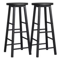 BARHOCKER 2er-Set Schwarz aus Metall und MDF mit Fußstütze - Schwarz, Holzwerkstoff (30/71/30cm) - PANGIVO