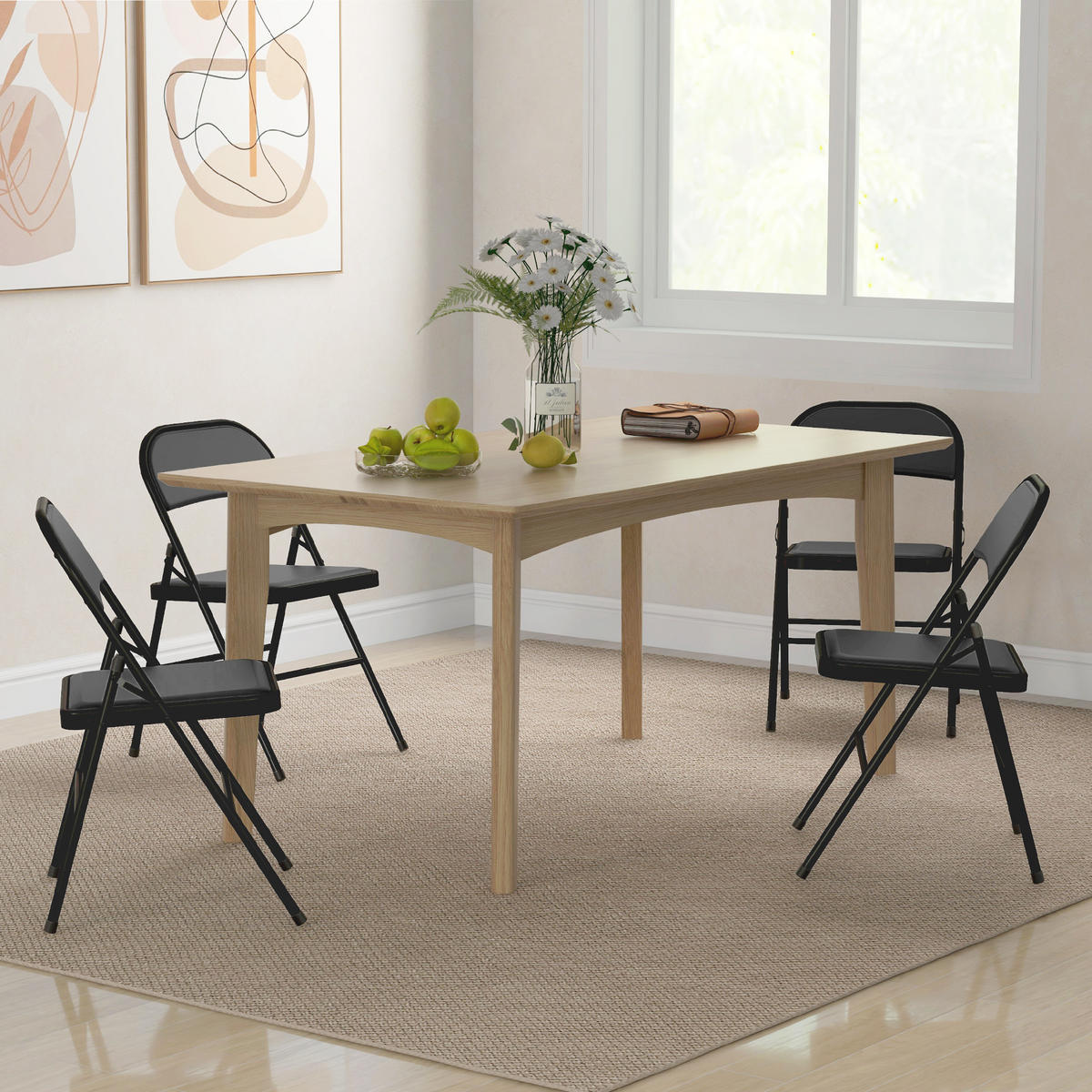 KLAPPSTÜHLE DE-06884 4er-Set mit Kunstlederbezug und Metallbeinen Schwarz - Schwarz, Metall (46/78/45cm) - ComfortXL