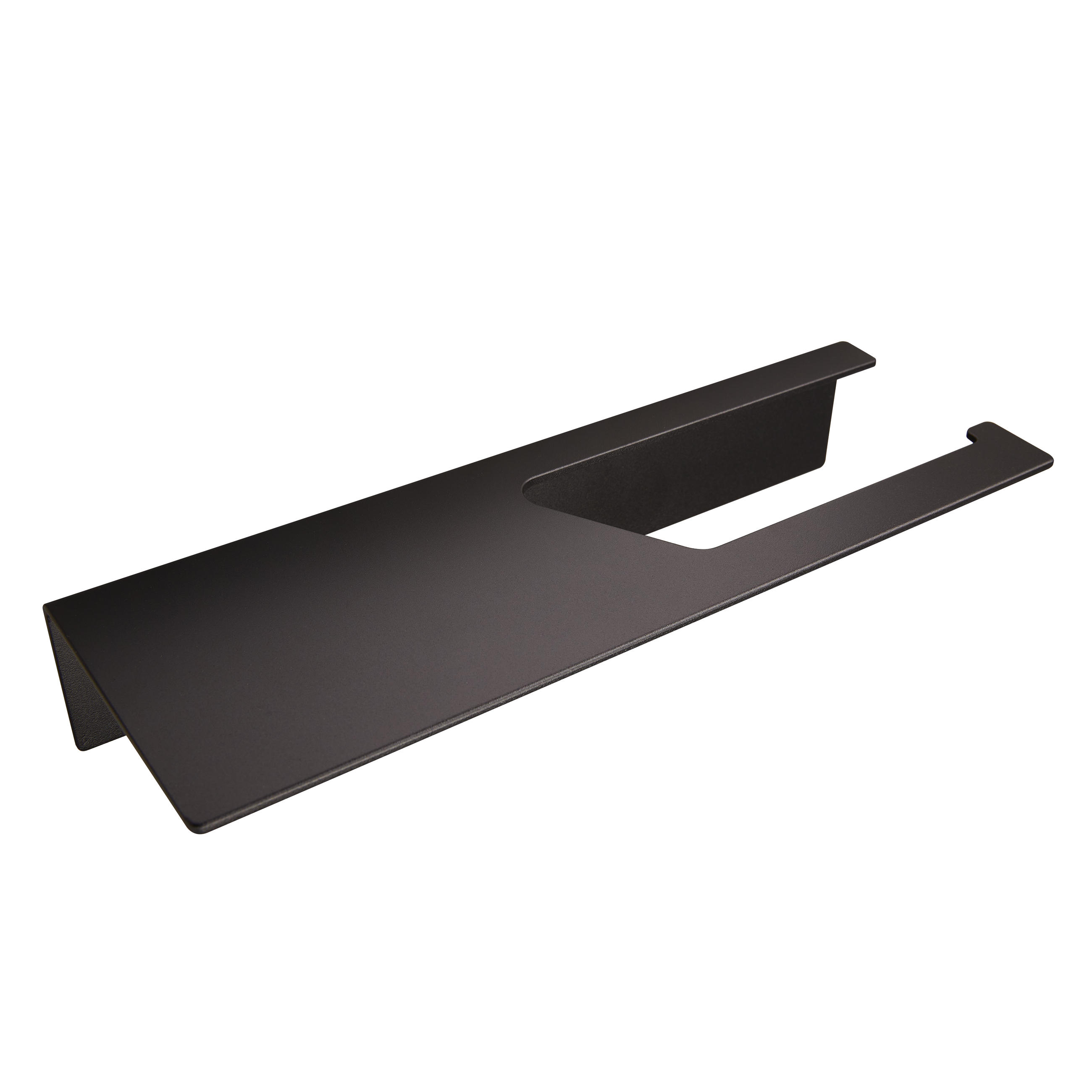 TOILETTENPAPIERHALTER OHNE BOHREN mit Ablage Schwarz - Schwarz, Metall (27/5/10cm) - Designfabrik Hamburg