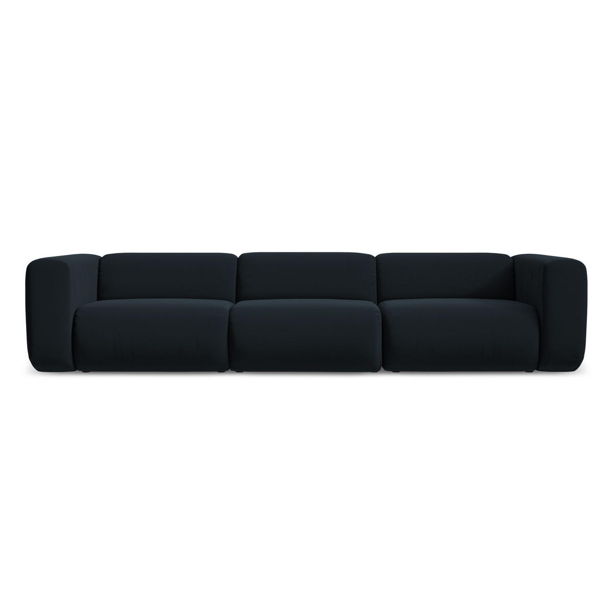4-SITZER-SOFA Samt Stoff Blau - Blau/Schwarz, Kunststoff/Textil (319/70/89cm) - LaMiaSofa