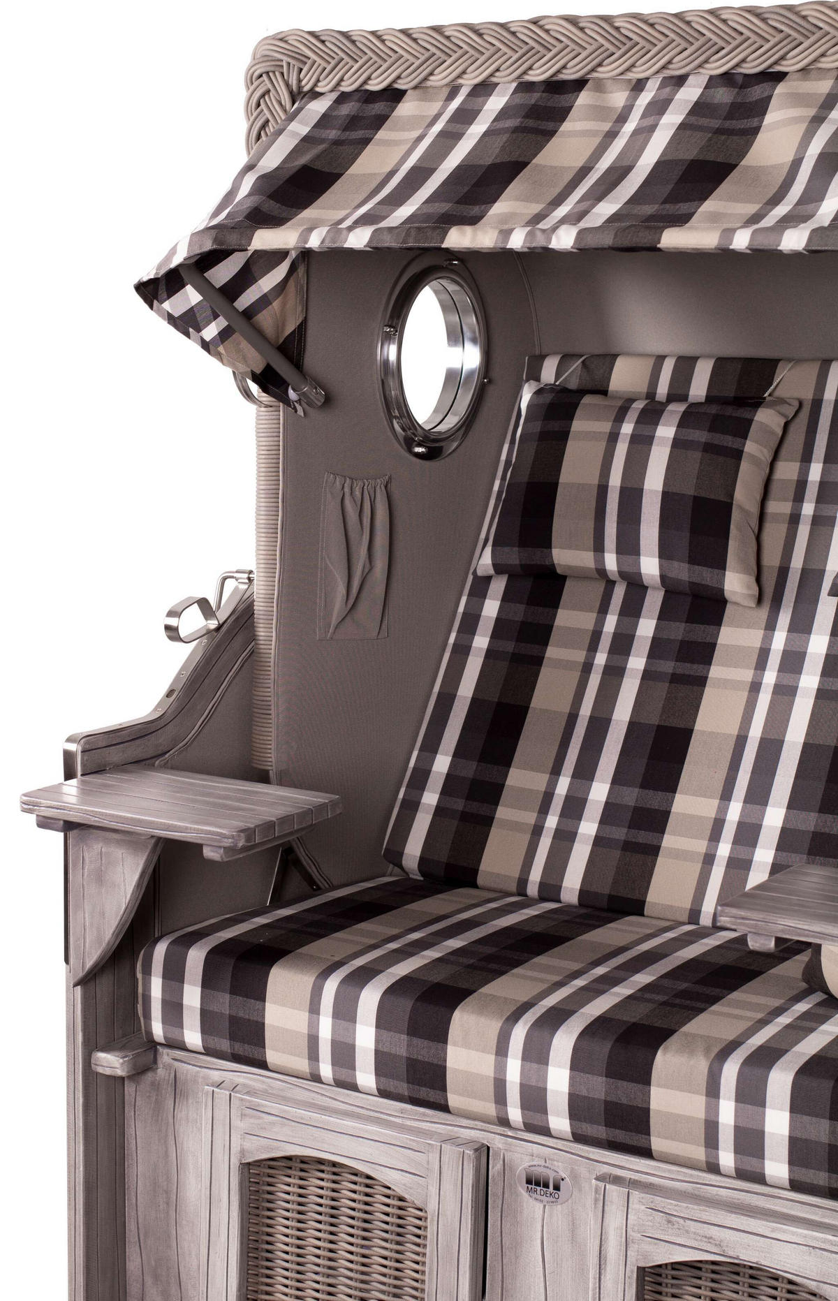 STRANDKORB Düne Koboo Grau Bullaugen - Braun/Grau, Metall (125/170/80cm) - Mr. Deko