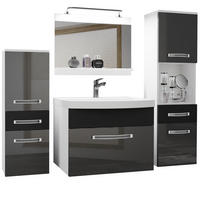 BADMÖBEL Badezimmer Schwarz Glänzend Matt - Schwarz/Grau, Holz (140/113/40cm) - B BELINI GROUP