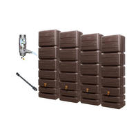WANDTANK Komplett-Set 1400 L dark 4 x 350 L inkl. Verbindungsset, Kunststoff-Auslaufhahn und Fallrohranschluss - Braun, Kunststoff (270/184/39cm) - 4rain