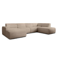 WOHNLANDSCHAFT Didim Beige 378/220/78 cm – großes Sofa stilvoll & bequem R - Beige/Schwarz, Kunststoff/Textil (378/78/220cm) - AX Living