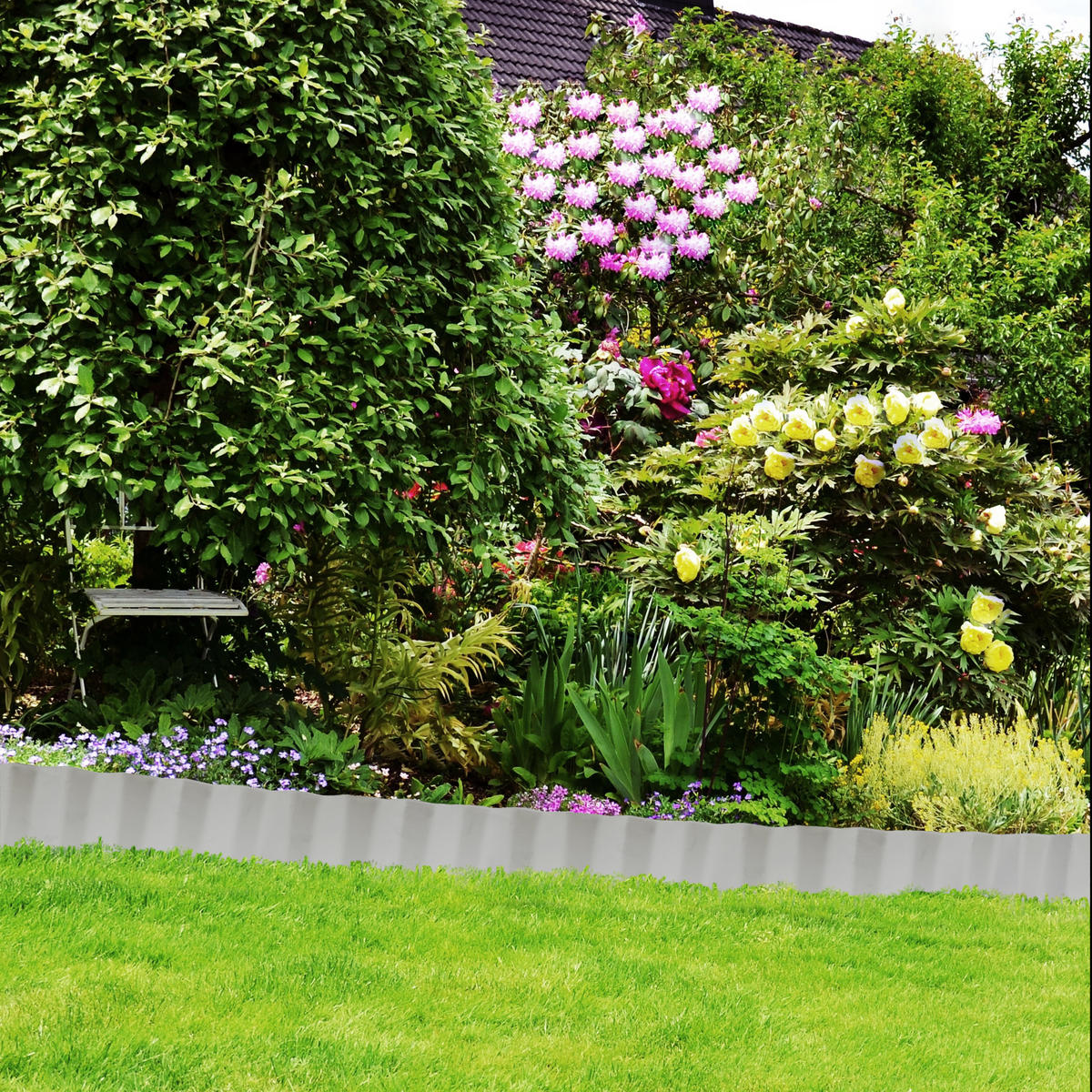 RASENKANTE - Silberfarben, Metall (0.1/16/999cm) - Relaxdays