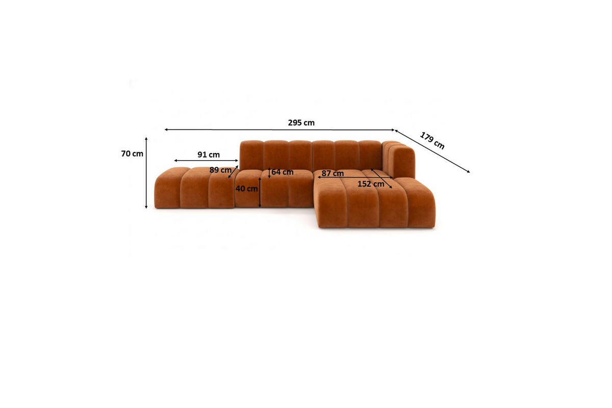 ECKSOFA L-form mit Hocker, Grand Mini, Stoff Salvador, Braun, Rechts - Braun, Holz (295/179cm) - Kaiser Möbel