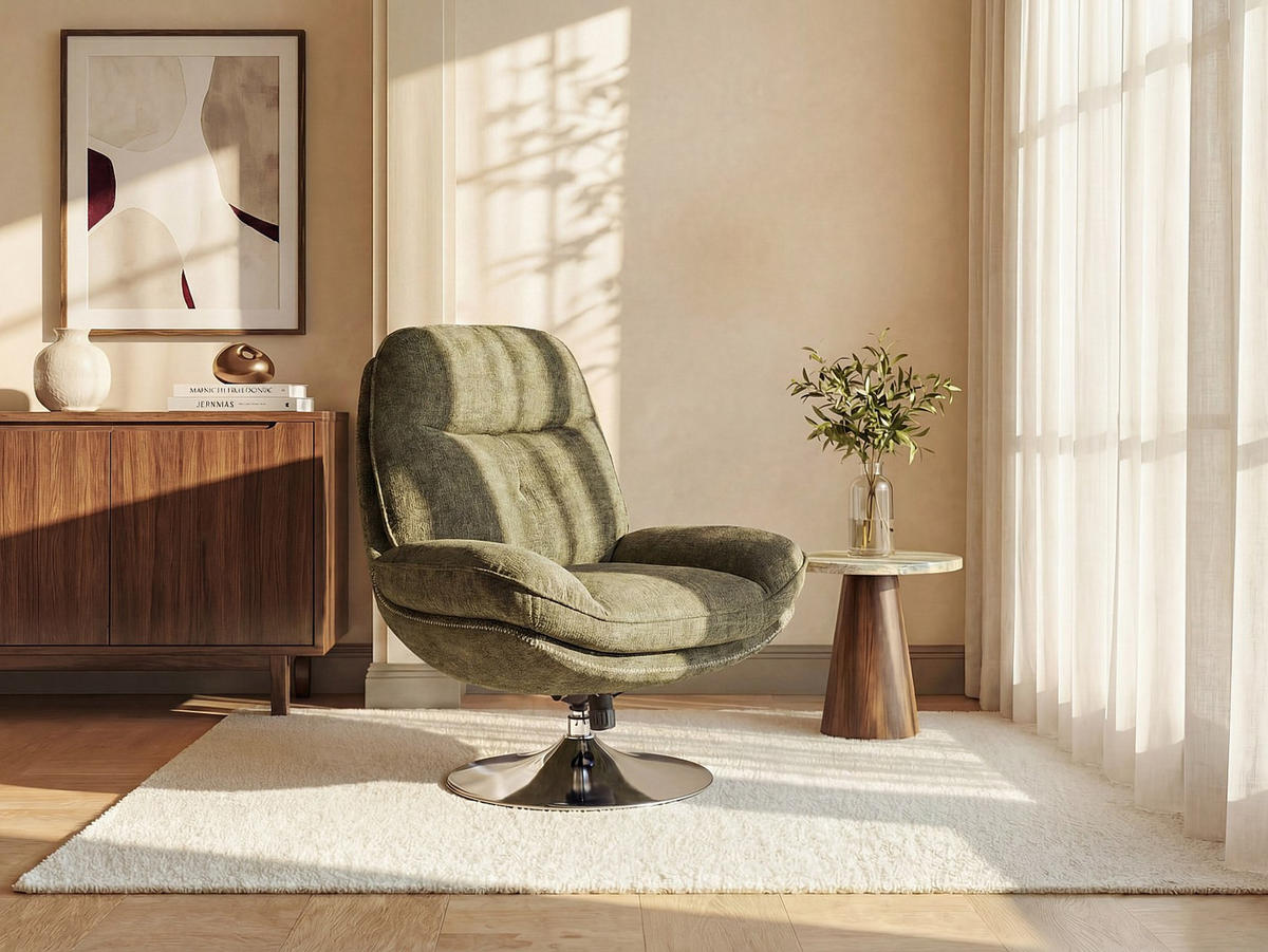 SESSEL mit gerader Rückenlehne - 1 Person - Stoff - Grün - - Grün, Textil (78/99/90cm) - Vente-Unique
