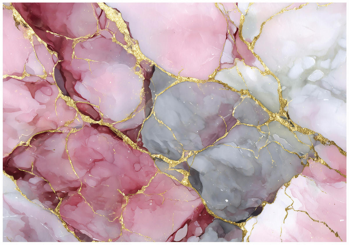 FOTOTAPETE Marmor Abstrakt Rosa 350x250 cm - Multicolor, Papier (350/250cm) - Wallarena