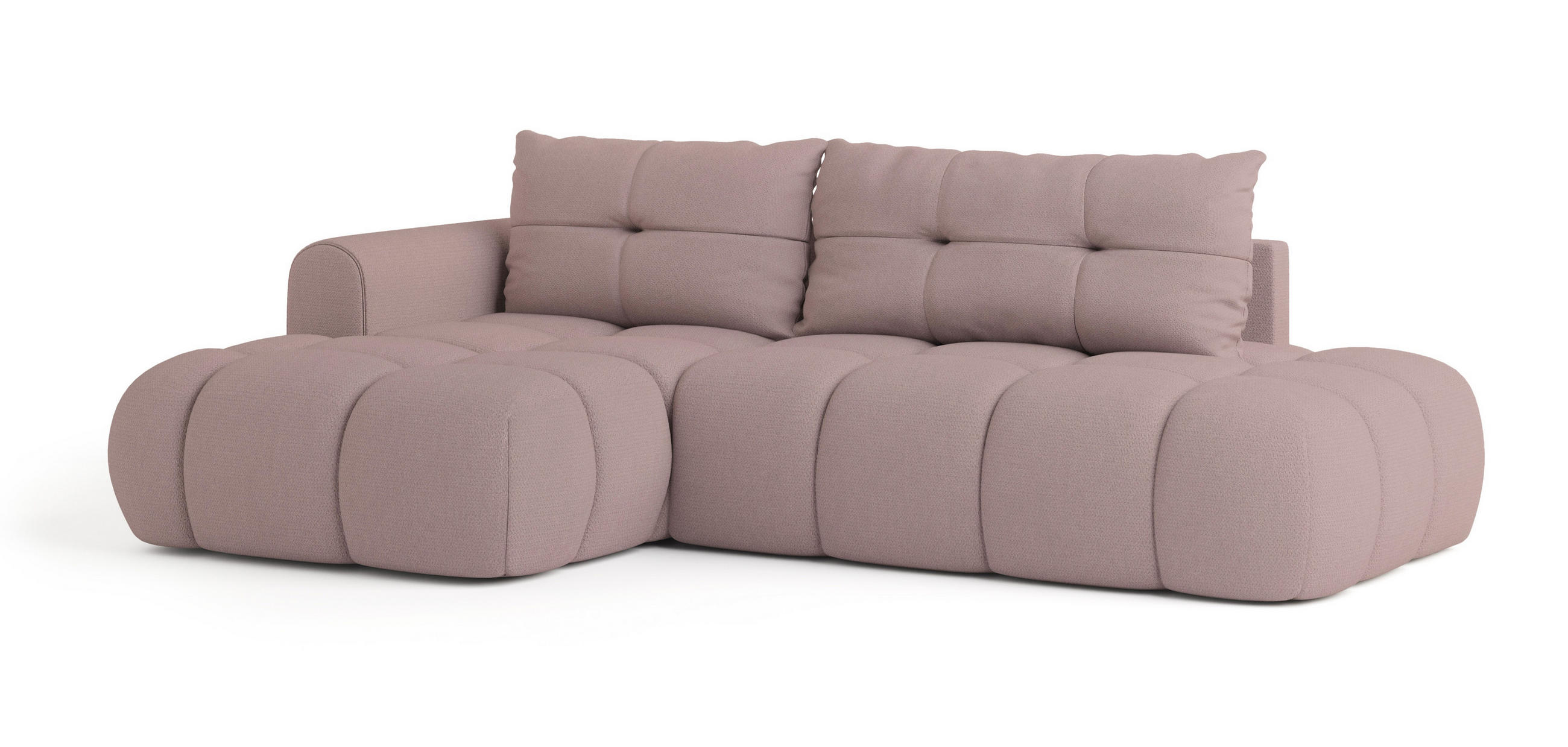 ROHOVÁ SEDAČKA FLUMA starorůžová - starorůžová/černá, dřevo/textil (274/158cm) - MASSENO