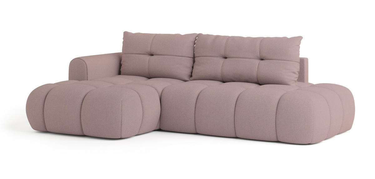 ROHOVÁ SEDAČKA FLUMA starorůžová - starorůžová/černá, dřevo/textil (274/158cm) - MASSENO