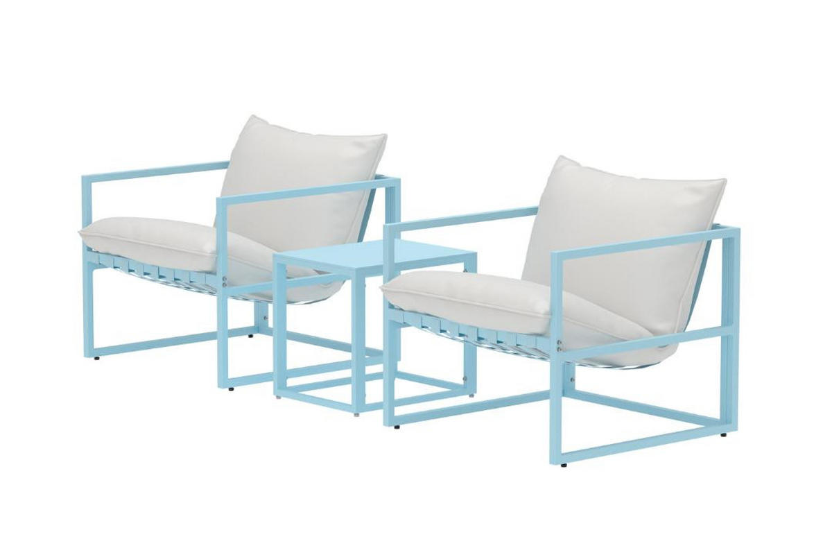 LOUNGE-SET, Messina, Hellblau, Stahl, 40 x 50 x 45 cm, 3-teilig - Hellblau, Metall - ebuy24