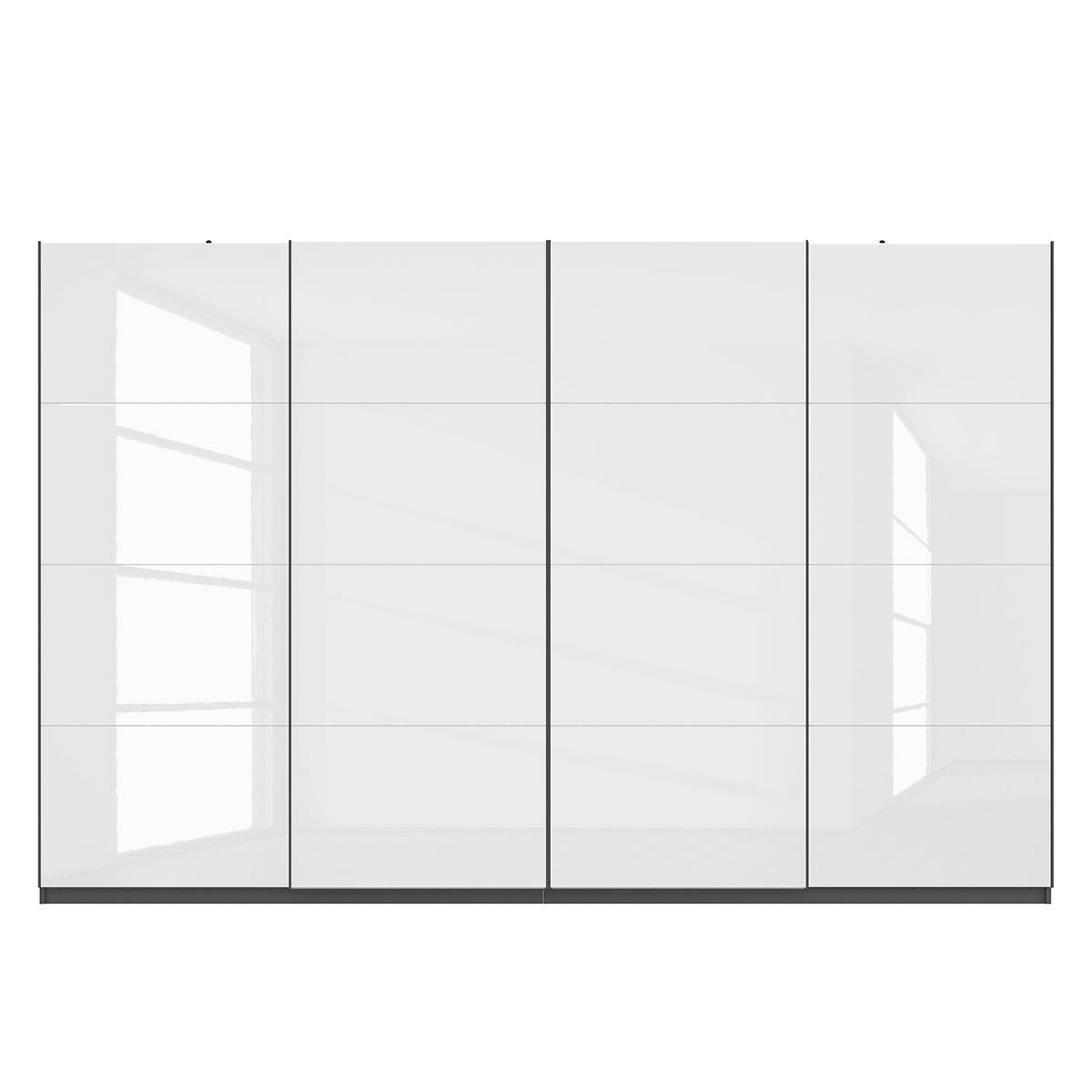 SCHWEBETÜRENSCHRANK - Weiß Hochglanz/Grau, Holzwerkstoff (360/236/68cm) - home24