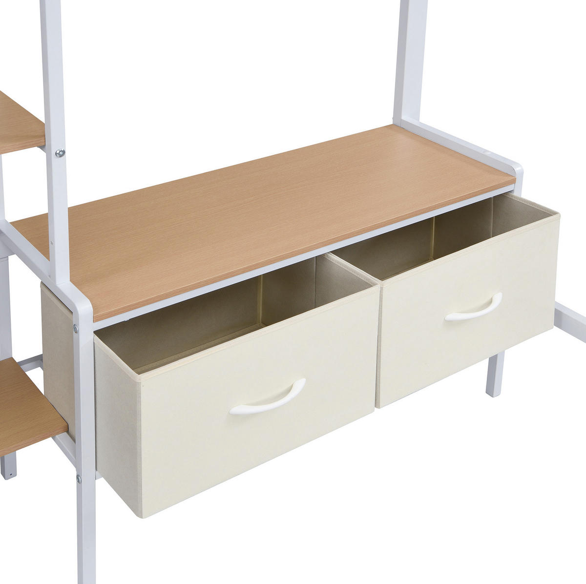 HOCHBETT 90/200 cm Weiß/Natur mit Schreibtisch und Stauraum - Weiß, Metall (90/200cm) - MIVRAY