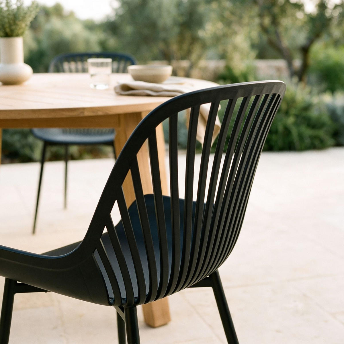 GARTENSTUHL VERDE 4er-Set schwarz - Schwarz, Textil (50/82/57cm) - IDIMEX