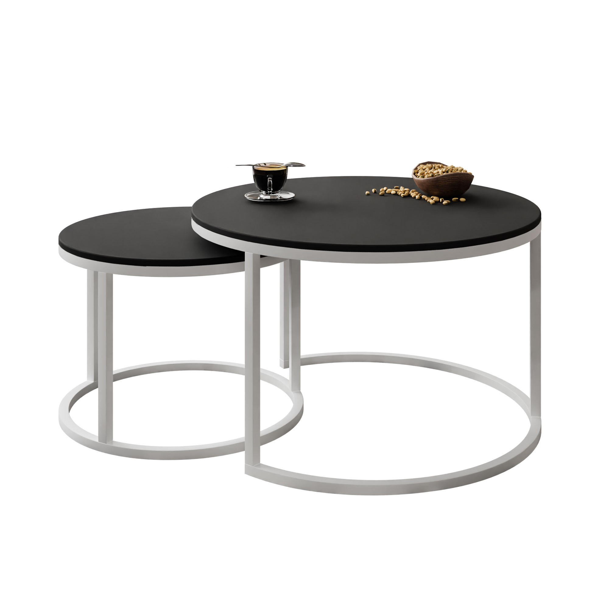 COUCHTISCH CIRI SLIM 2-in-1 schwarz matt - Weiß, Holzwerkstoff (70/70/48cm) - Lookway