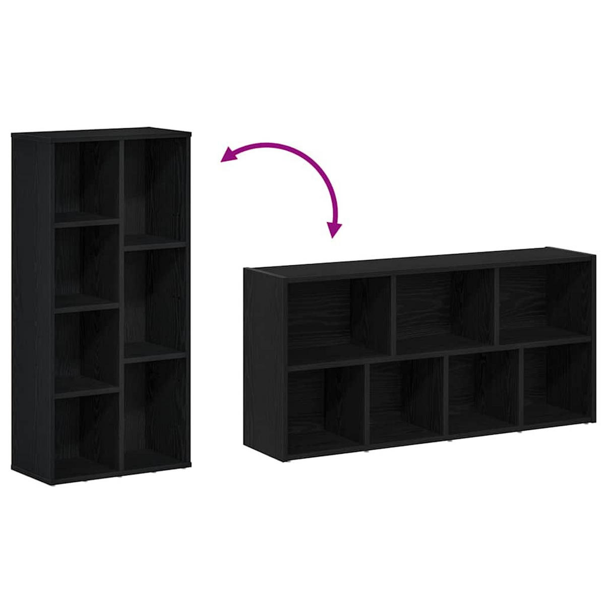 BÜCHERREGAL Schwarz Eichen-Optik 50/25/104 Cm Holzwerkstoff - Schwarz, Holzwerkstoff (25/104/50cm) - vidaXL