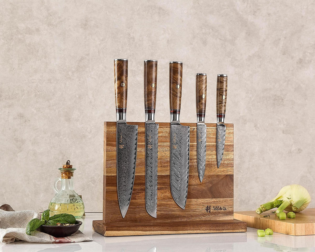 MESSER-SET 6-TEILIG 9–20 cm - Braun, Holz/Metall (1/1/1cm) - Wakoli