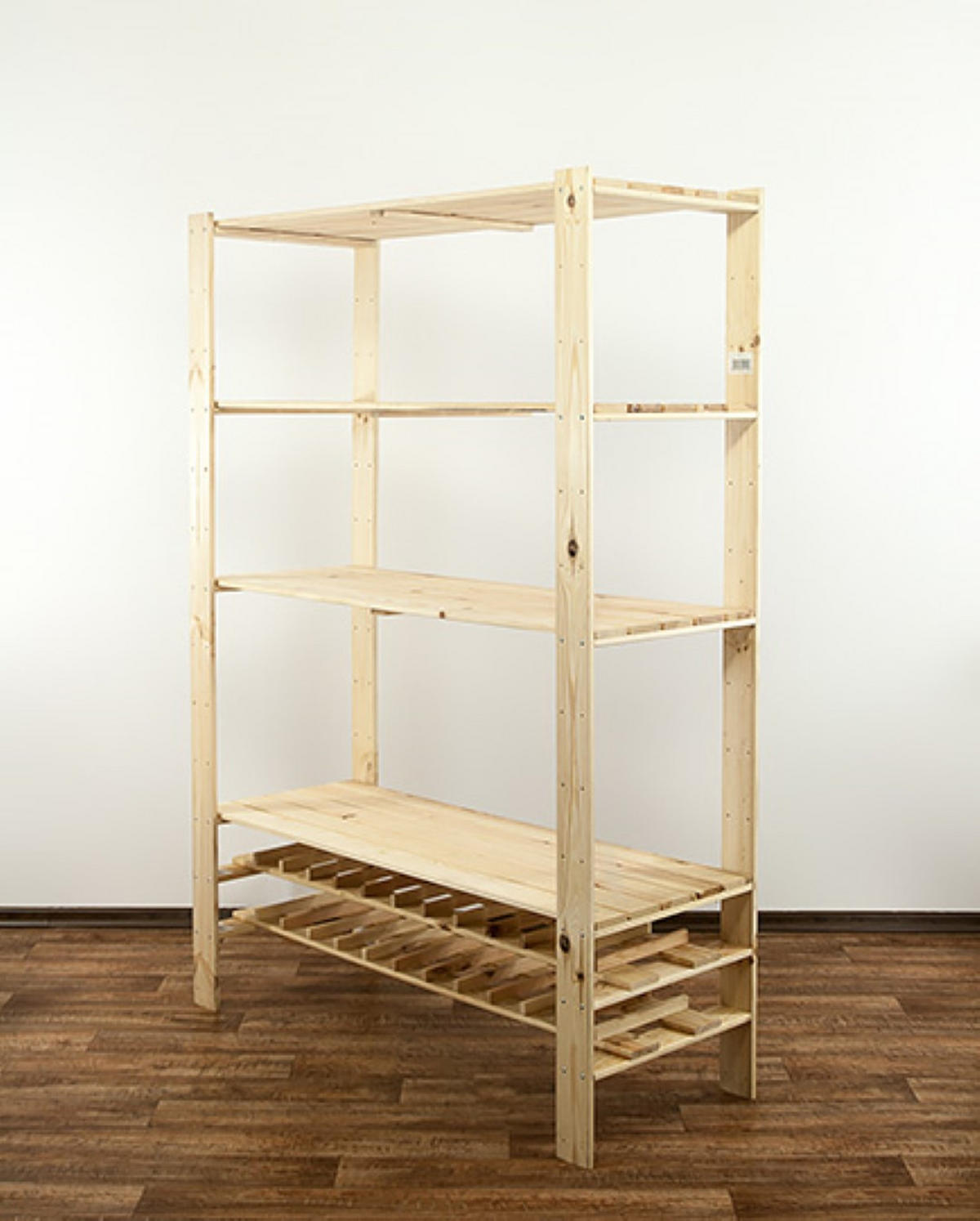 HOLZREGAL WOODLAND 166x120x50cm 4 Fachboden + 2 Flaschenebenen Kiefernholz Natur - Naturfarben, Holz (120/166/50cm) - PROREGAL