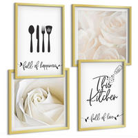 BILDER SET 4er Set - 50x50 cm & 40x60 cm Goldrahmen - Geometrische Muster im Bauhaus-Stil - Goldfarben, Kunststoff (50/50cm) - TULUP