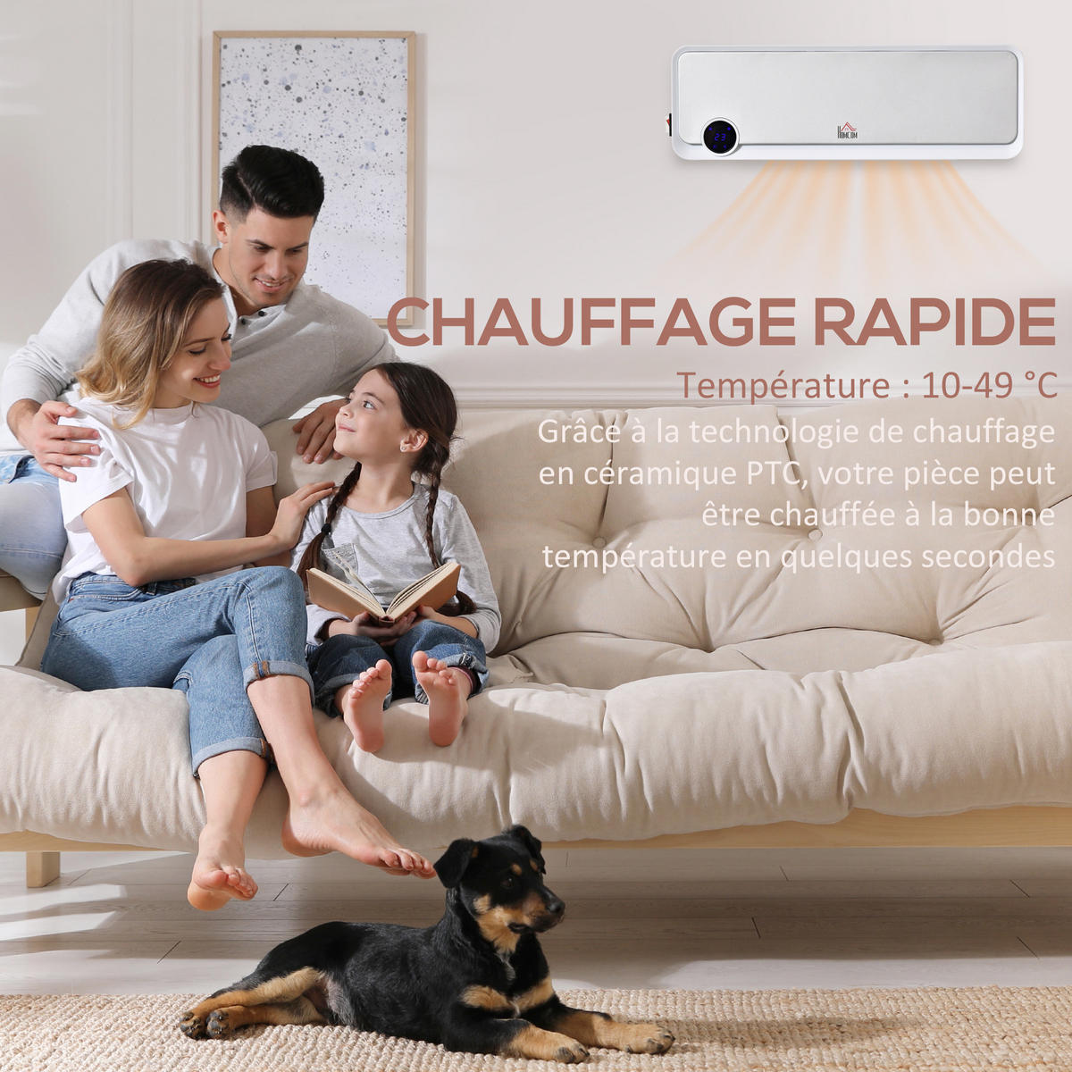 WANDHEIZLÜFTER DE-17017 oszillierend 2000 W Weiß - Weiß, Kunststoff (11.7/18.5/56cm) - ComfortXL