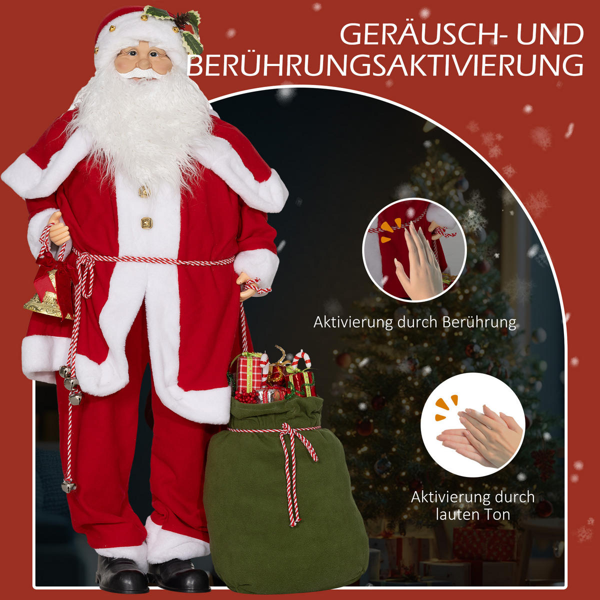 WEIHNACHTSMANN - Rot, Kunststoff/Metall (21/140/55cm) - HOMCOM