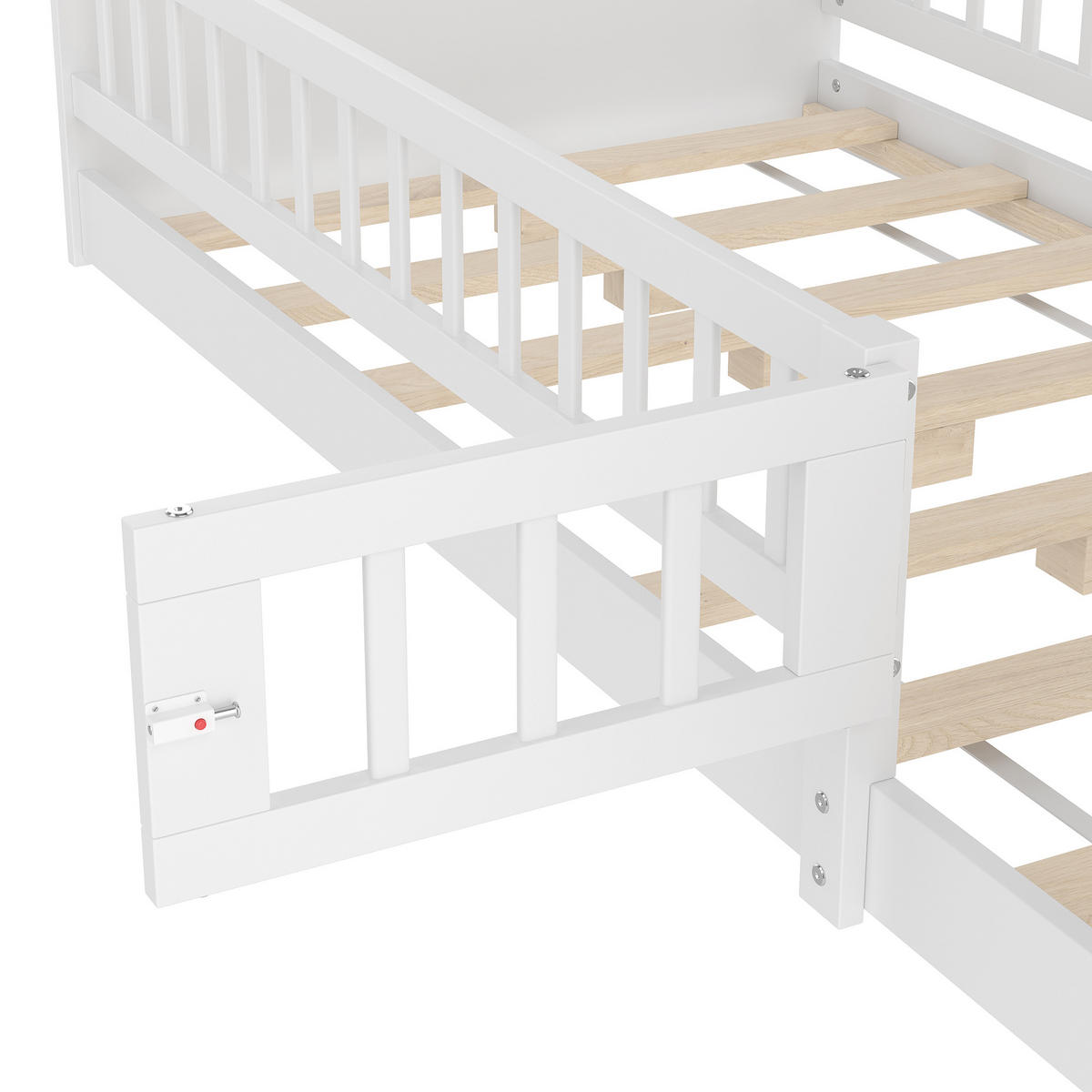 KINDERBETT 90 x 200cm, Kiefernholz, zu öffnendes Gehäuse, ohne Matratze, weiß - Weiß, Holz (90/200cm) - KOMHTOM